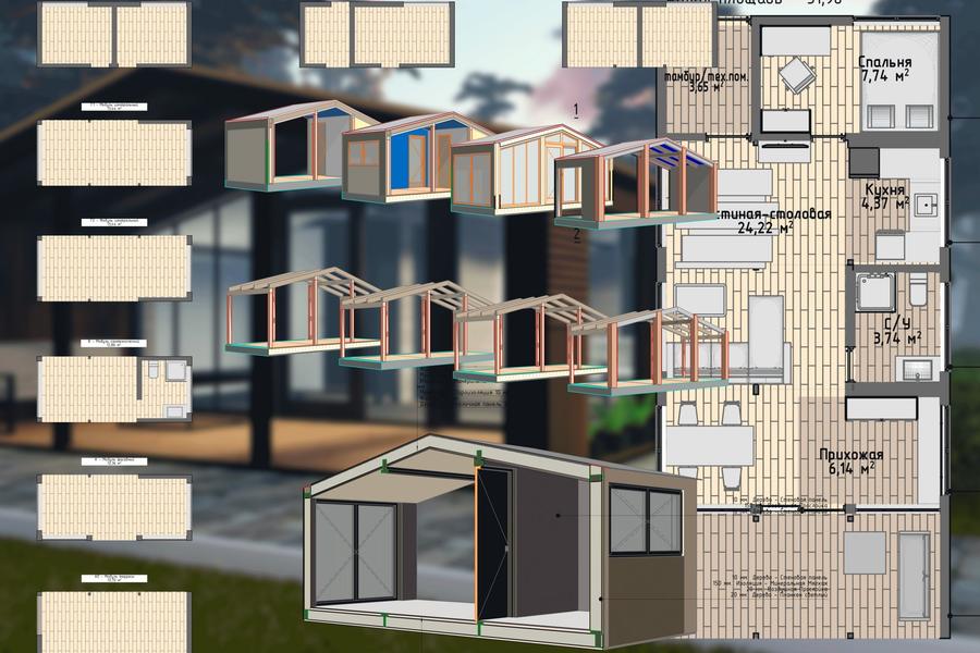 Проект модульного дома барнхаус (2135)