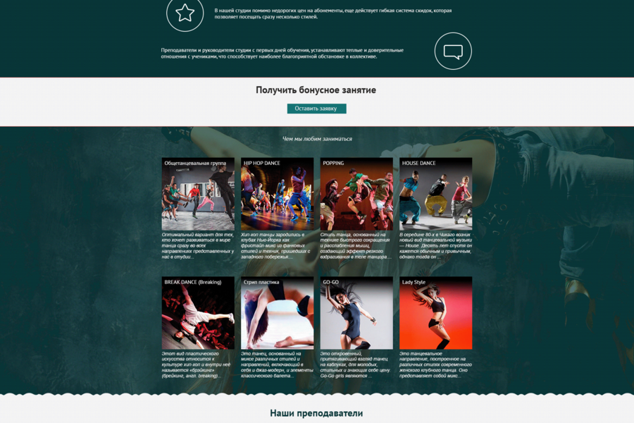 Разработка веб-сайта для студии танцев "BNS" (1613)