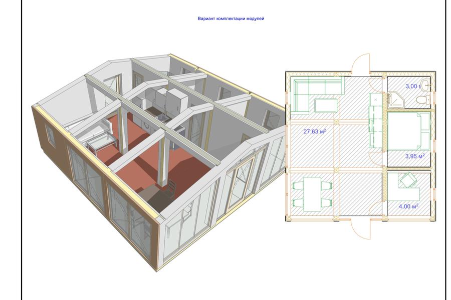 Проект модульного дома барнхаус (2138)