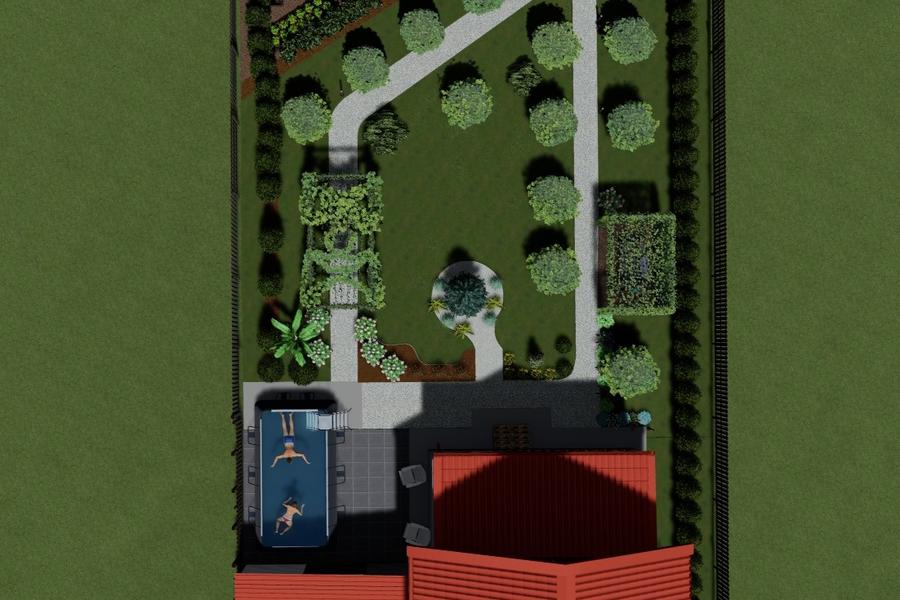 Анимация экстерьера загородного дома с участком (2449)
