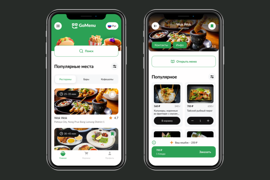 Оформление для приложения по доставке еды GoMenu (3144)