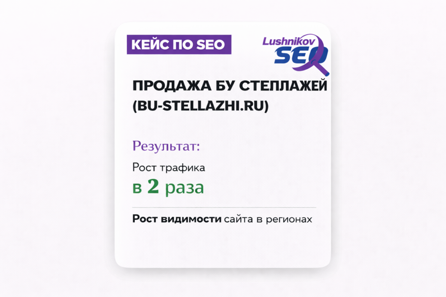 Сайт по продаже Бу стеллажей. Трафик x2 (5180)