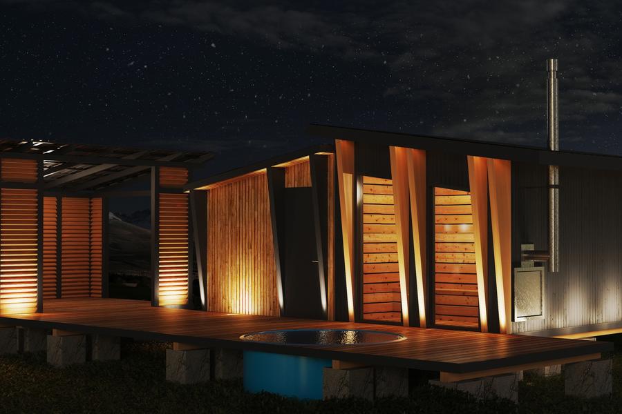 благоустроенная территория бани с беседкой (1167)