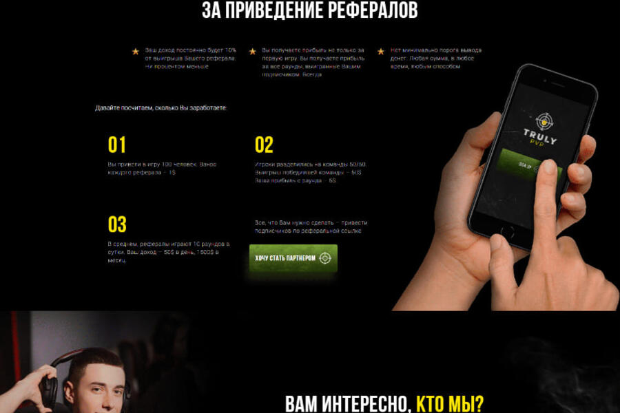 Лендинг партнерки TrulyPVP (2899)