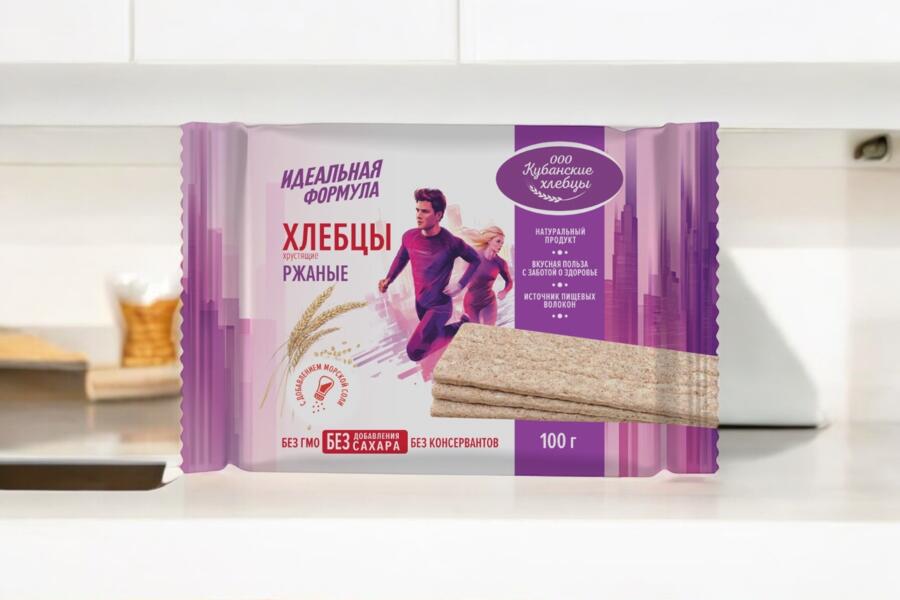 Дизайн упаковки хлебцов бренда КУБАНСКИЕ Хлебцы (4453)