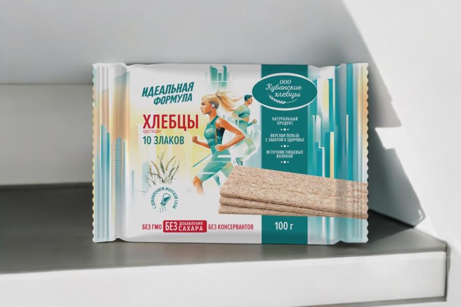 Дизайн упаковки хлебцов бренда КУБАНСКИЕ Хлебцы (4450)